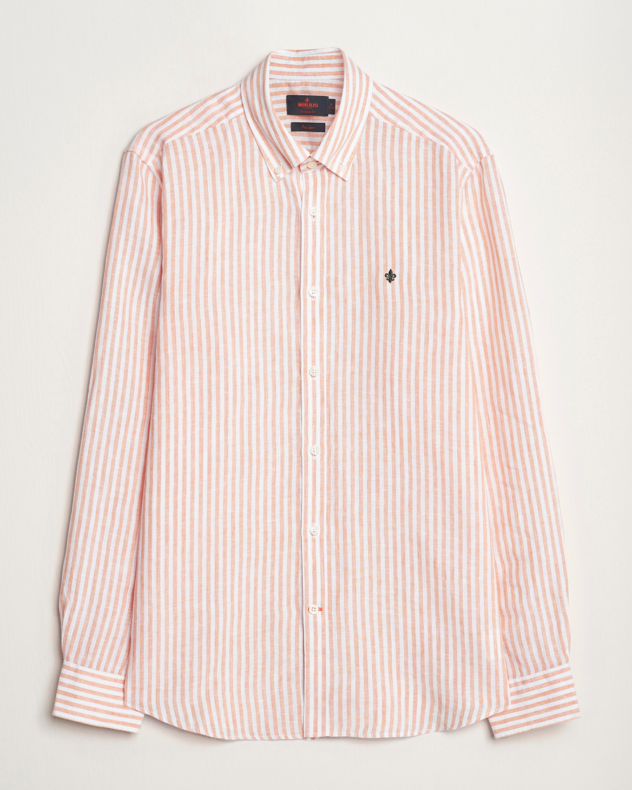 Herren | Hemden | Morris | Douglas Linen Stripe Shirt Orange