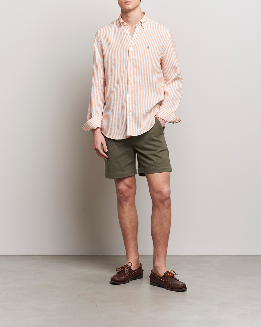 Herren | Hemden | Morris | Douglas Linen Stripe Shirt Orange