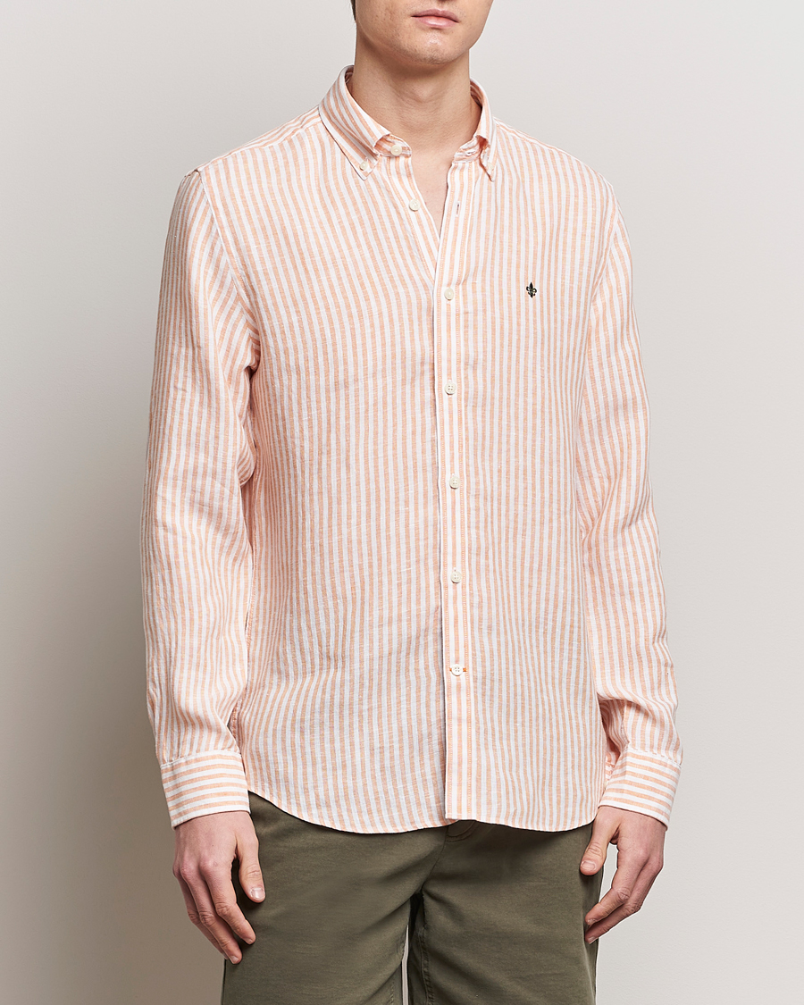 Herren | Morris | Morris | Douglas Linen Stripe Shirt Orange