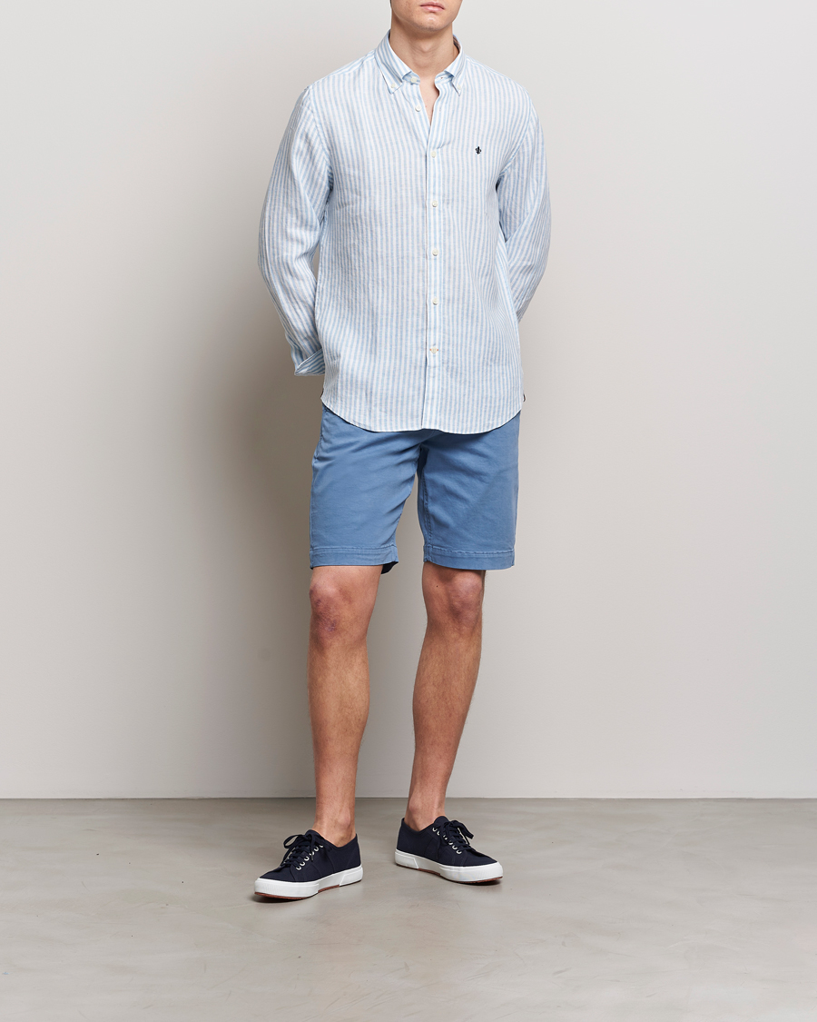 Herren | Hemden | Morris | Douglas Linen Stripe Shirt Light Blue