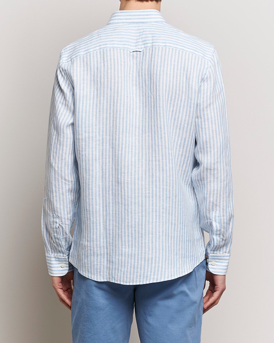 Herren | Hemden | Morris | Douglas Linen Stripe Shirt Light Blue