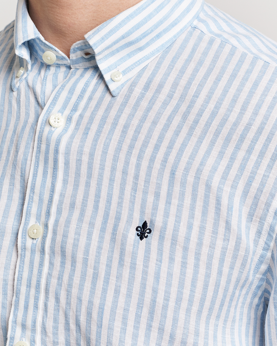 Herren | Hemden | Morris | Douglas Linen Stripe Shirt Light Blue