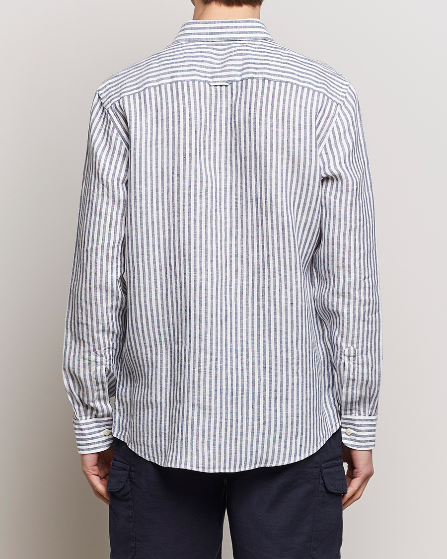 Herren | Hemden | Morris | Douglas Linen Stripe Shirt Navy