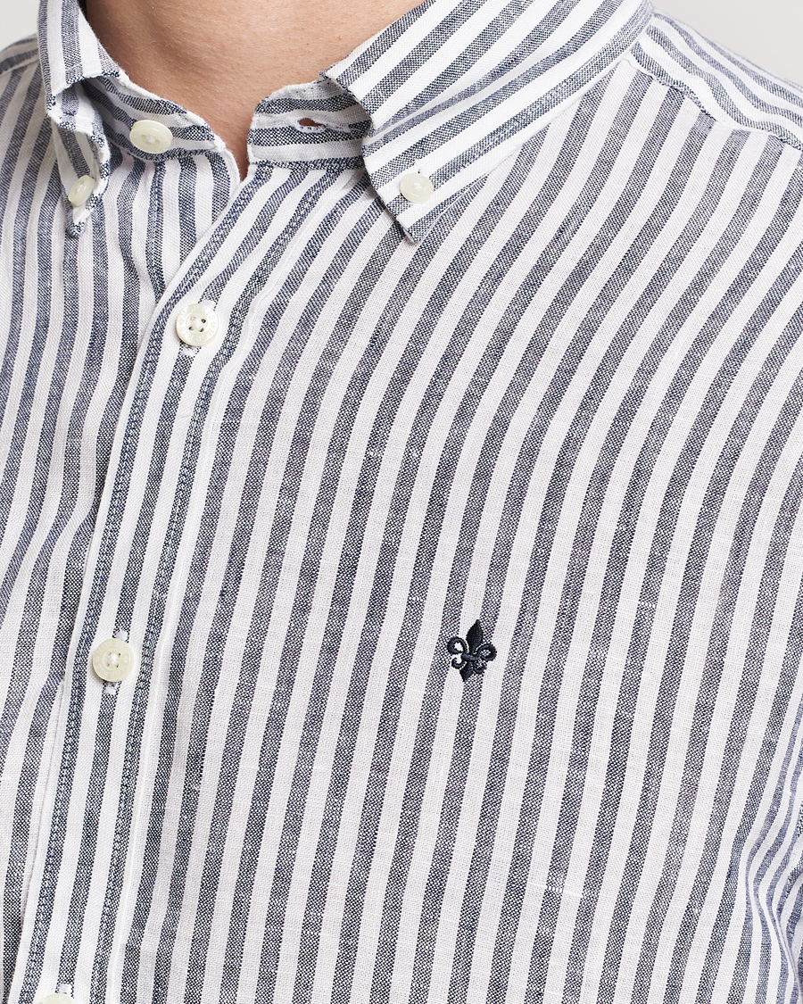 Herren | Hemden | Morris | Douglas Linen Stripe Shirt Navy