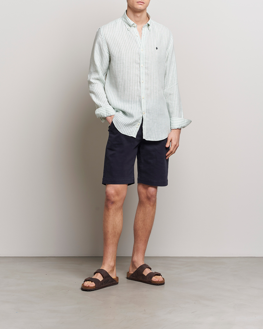 Herren | Hemden | Morris | Douglas Linen Stripe Shirt Light Green