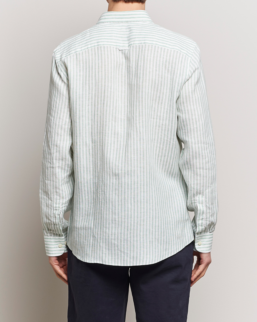 Herren | Hemden | Morris | Douglas Linen Stripe Shirt Light Green