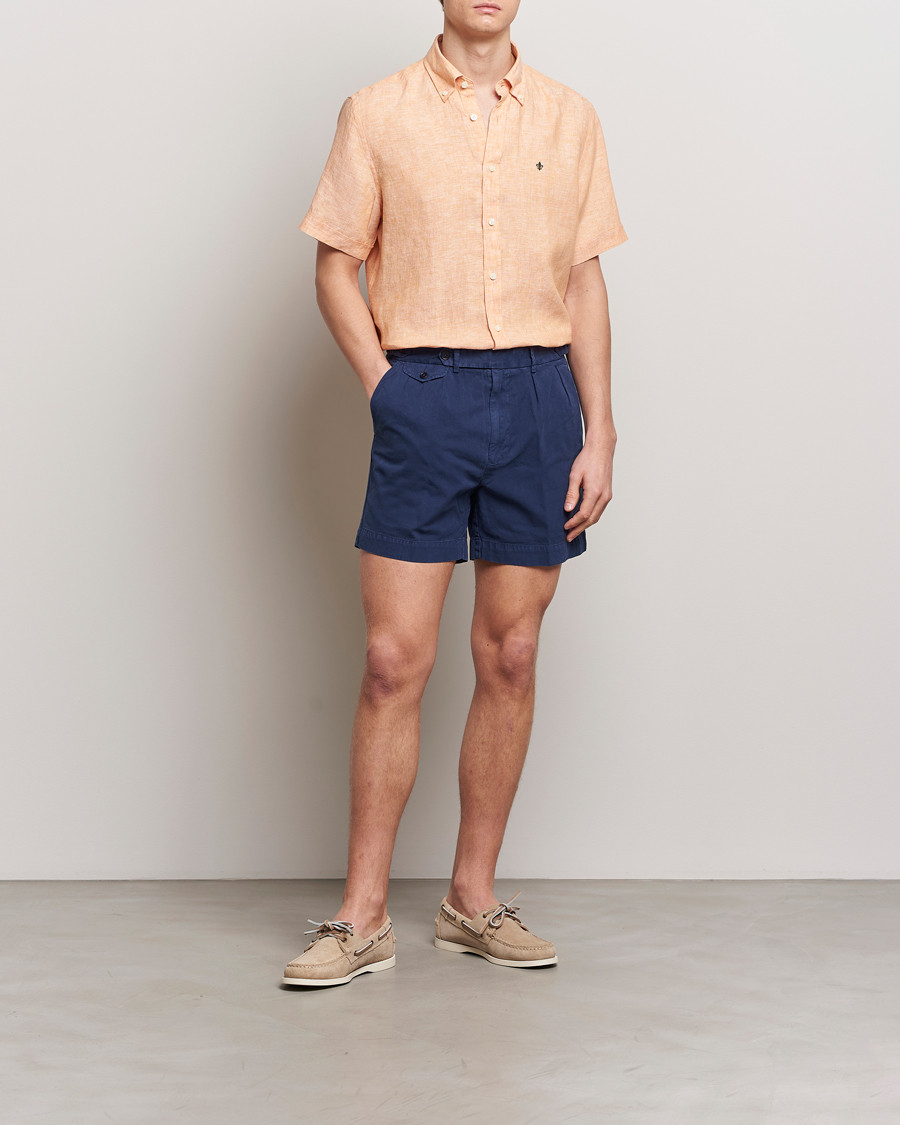 Herren | Hemden | Morris | Douglas Linen Short Sleeve Shirt Orange