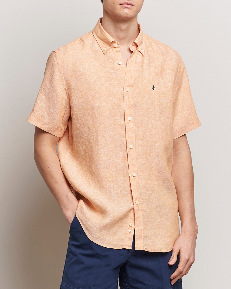 Herren | Neu im Onlineshop | Morris | Douglas Linen Short Sleeve Shirt Orange