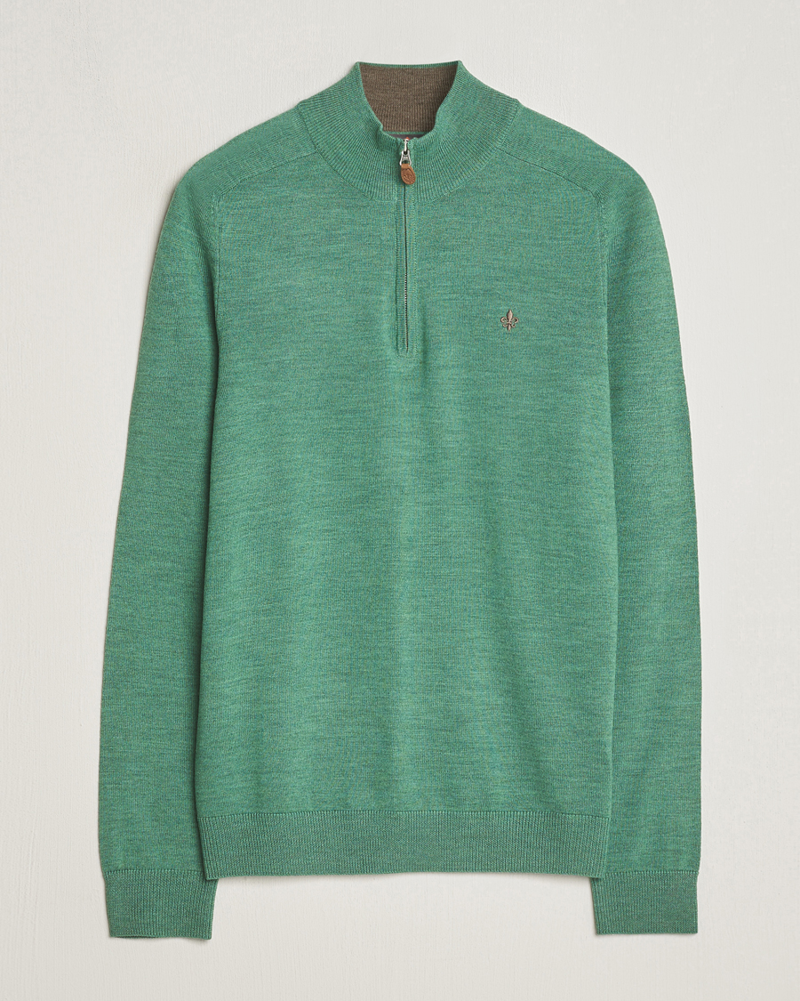 Herren | Pullover | Morris | John Merino Half Zip Light Green