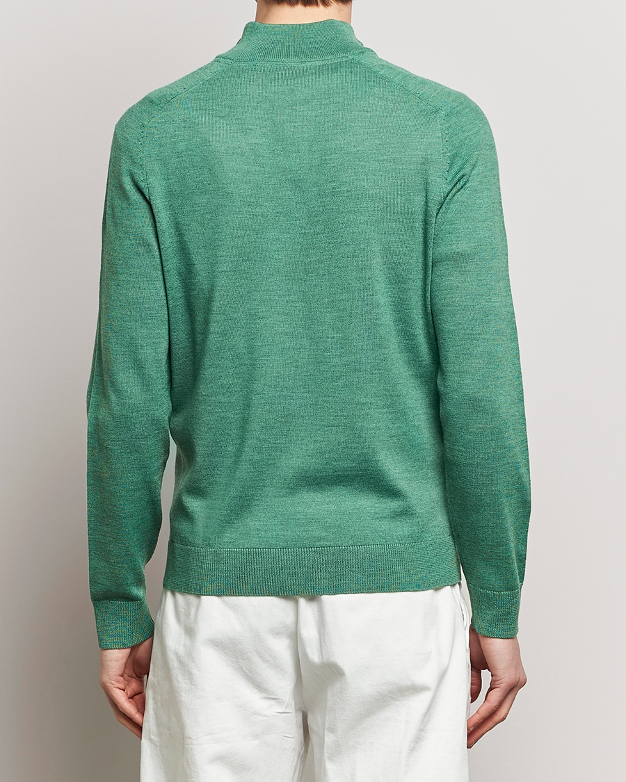 Herren | Pullover | Morris | John Merino Half Zip Light Green