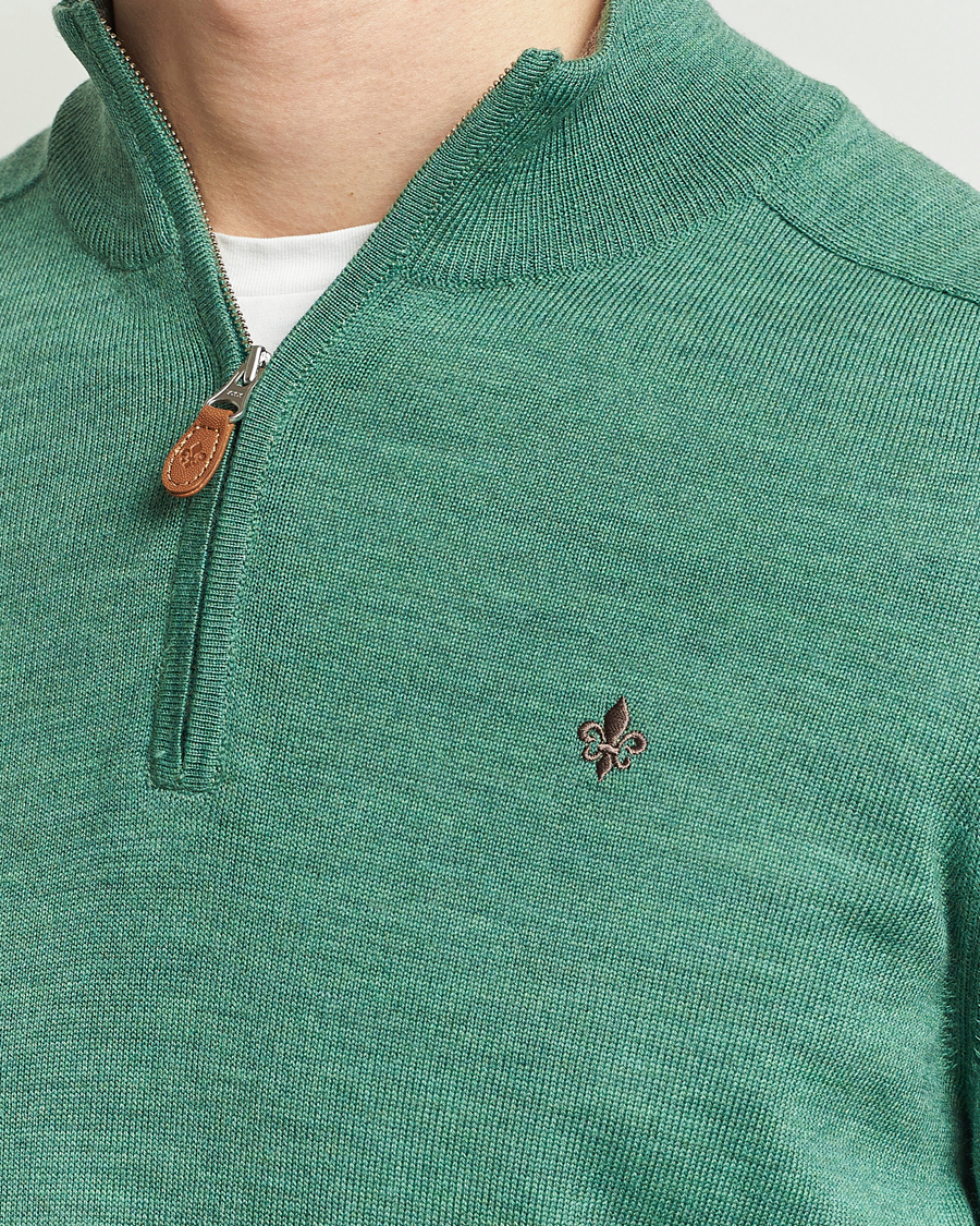 Herren | Pullover | Morris | John Merino Half Zip Light Green