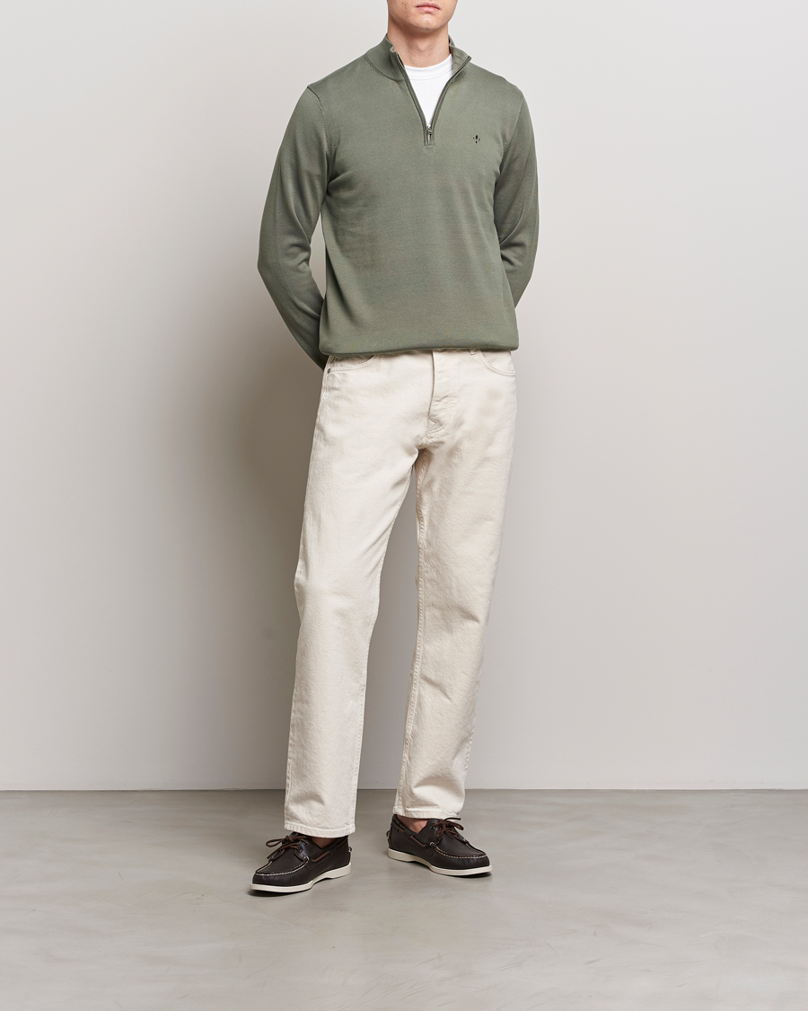 Herren | Pullover | Morris | Riley Cotton Half Zip Green