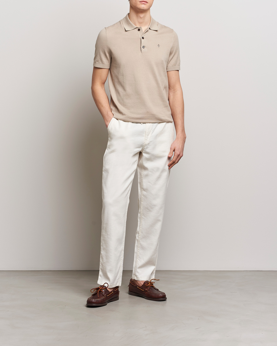Herren | Pullover | Morris | Cenric Cotton Knitted Short Sleeve Polo Khaki