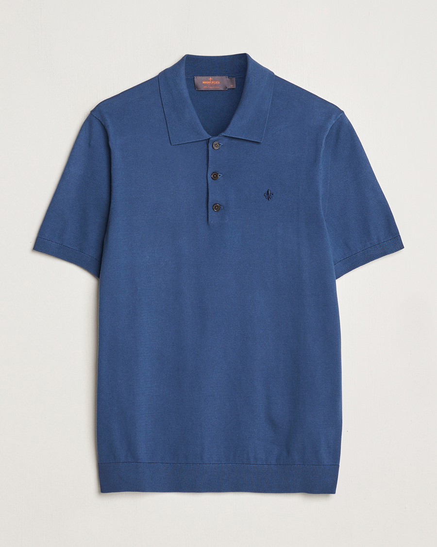 Herren | Pullover | Morris | Cenric Cotton Knitted Short Sleeve Polo Navy