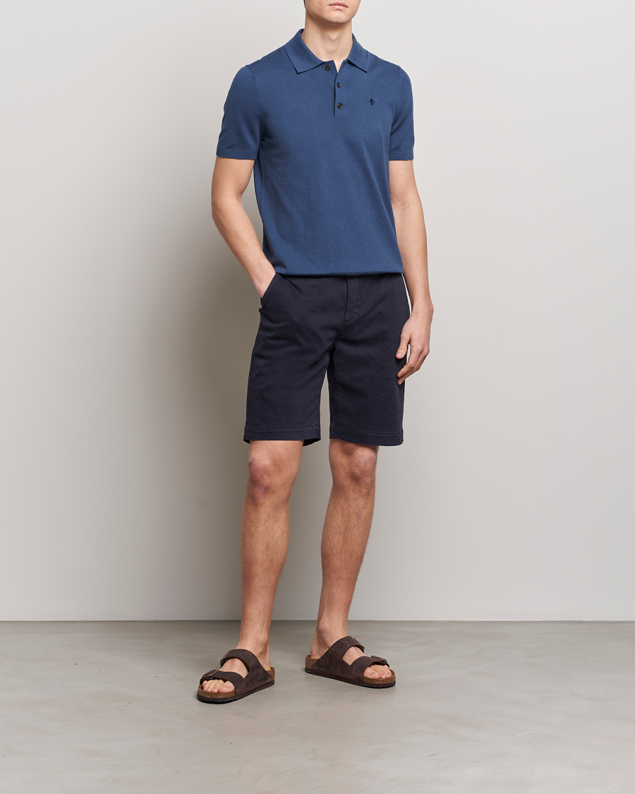 Herren | Pullover | Morris | Cenric Cotton Knitted Short Sleeve Polo Navy