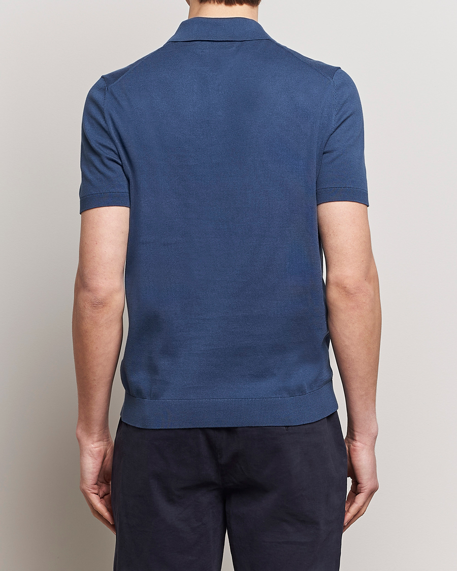 Herren | Pullover | Morris | Cenric Cotton Knitted Short Sleeve Polo Navy
