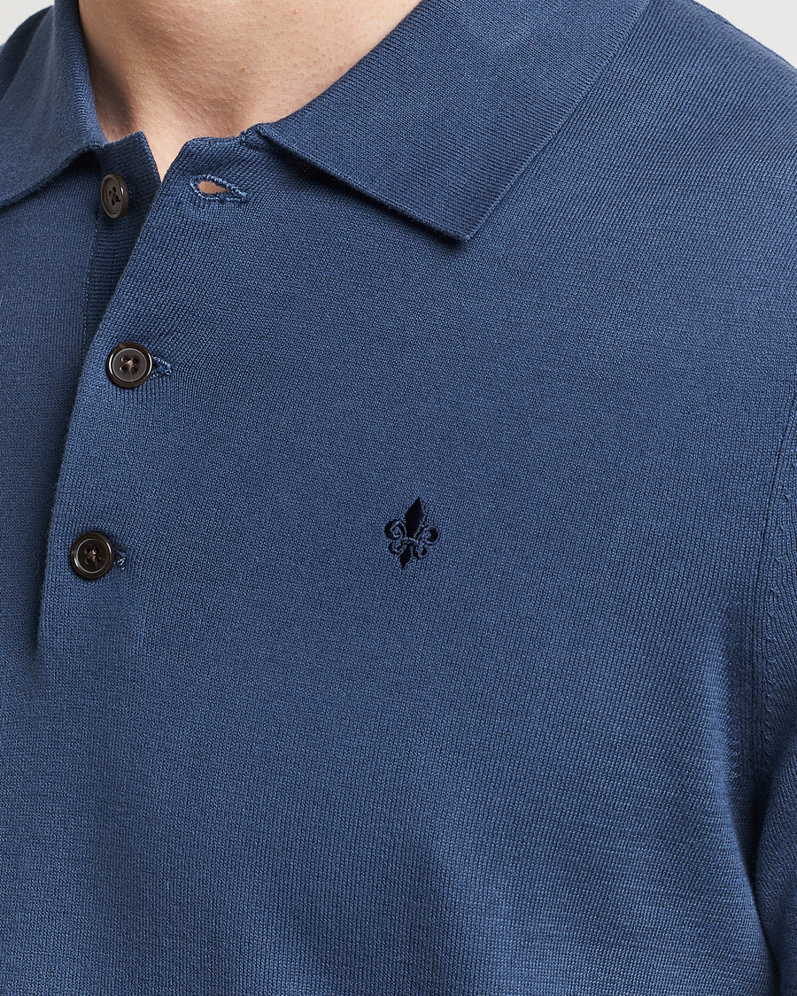 Herren | Pullover | Morris | Cenric Cotton Knitted Short Sleeve Polo Navy