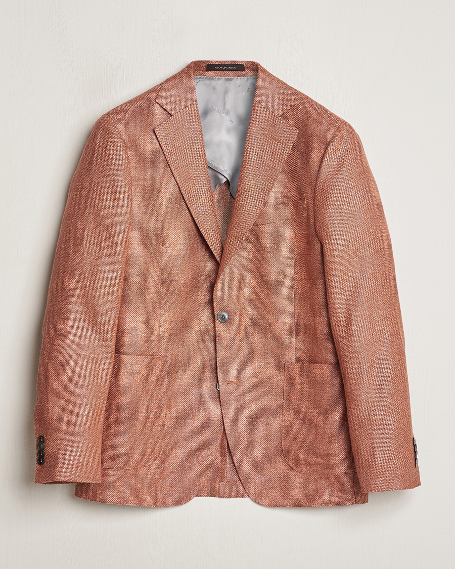 Herren | Sakkos | Oscar Jacobson | Ferry Hopsack Hemp/Wool Blazer Orange