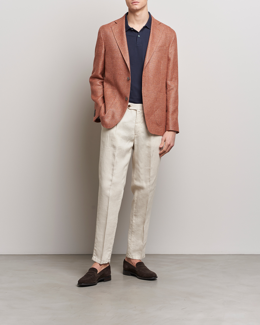 Herren | Sakkos | Oscar Jacobson | Ferry Hopsack Hemp/Wool Blazer Orange