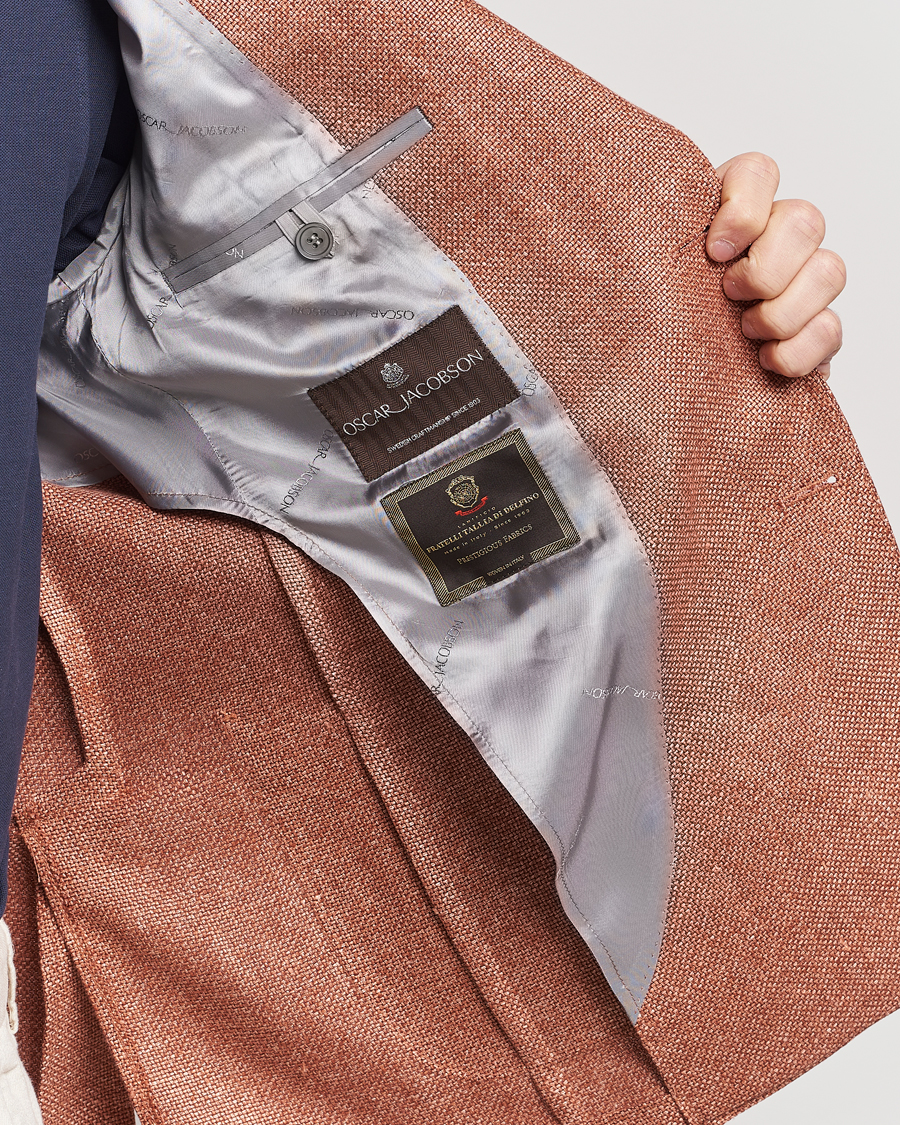 Herren | Sakkos | Oscar Jacobson | Ferry Hopsack Hemp/Wool Blazer Orange