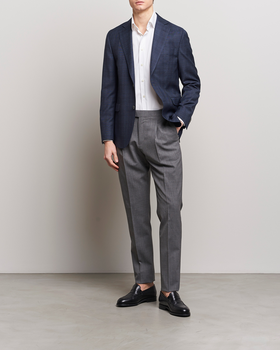 Herren | Sakkos | Oscar Jacobson | Fogerty Mini Check Wool Blazer Navy