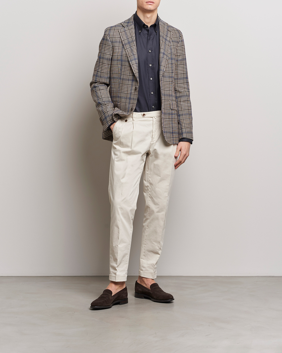 Herren | Sakkos | Oscar Jacobson | Ferry Soft Checked Cotton/Linen Blazer Beige