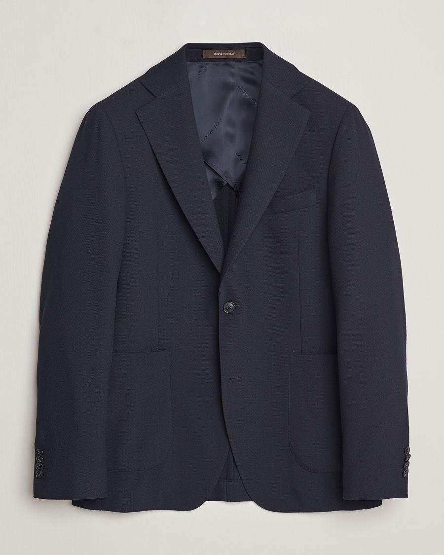 Herren | Sakkos | Oscar Jacobson | Ferry Patch Soft Wool Blazer Navy