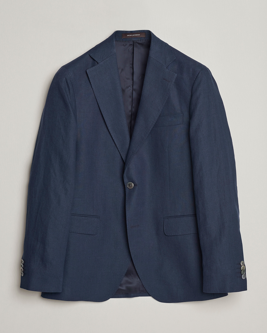 Herren | Sakkos | Oscar Jacobson | Fogerty Linen Blazer Navy