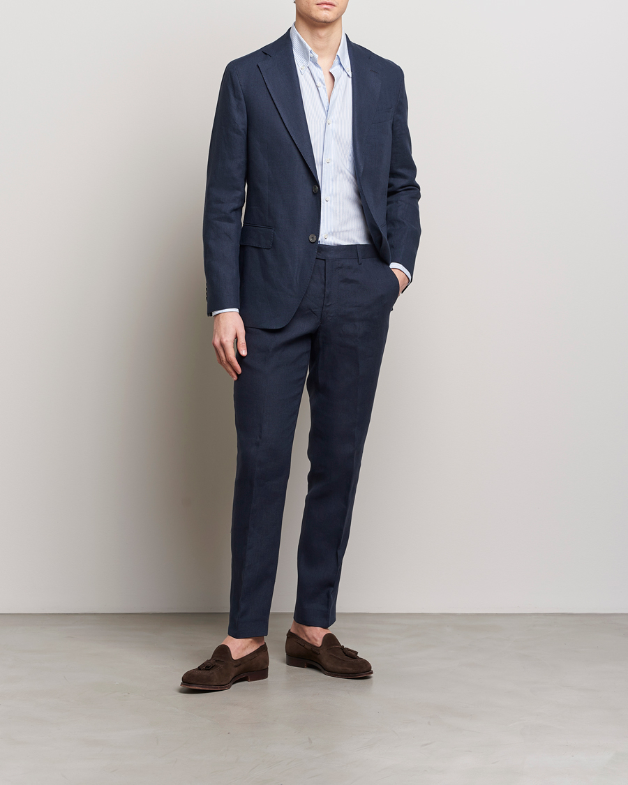 Herren | Sakkos | Oscar Jacobson | Fogerty Linen Blazer Navy
