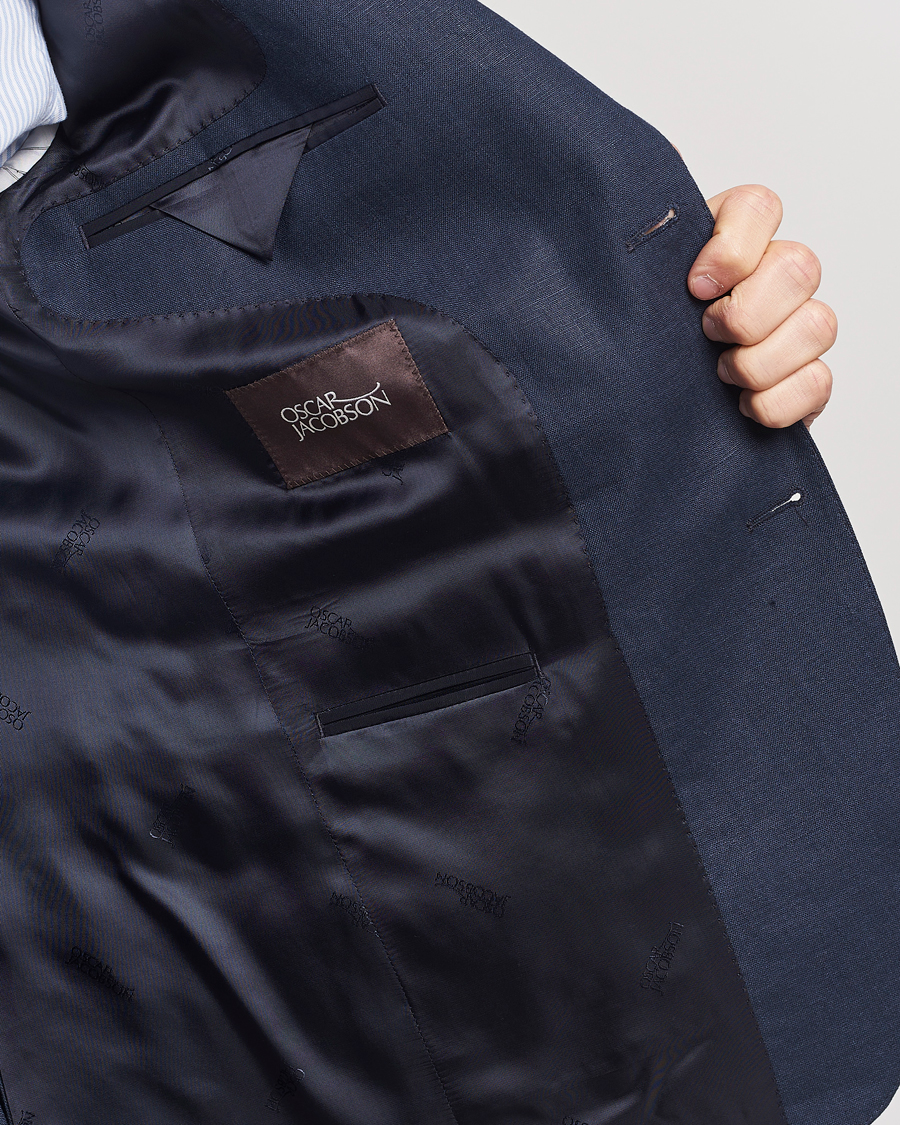 Herren | Sakkos | Oscar Jacobson | Fogerty Linen Blazer Navy