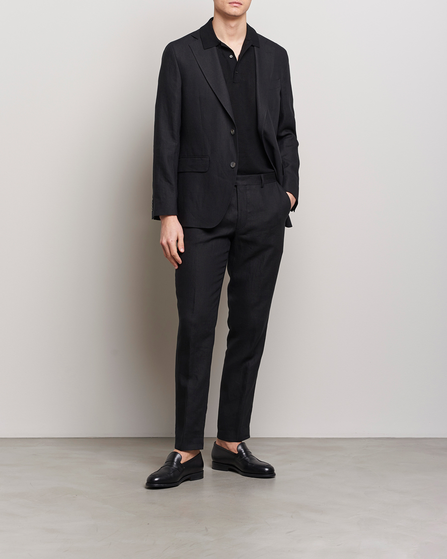 Herren | Sakkos | Oscar Jacobson | Fogerty Linen Blazer Black