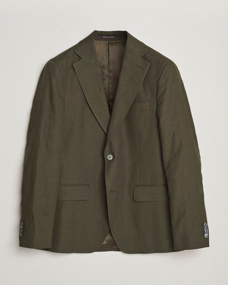 Herren | Sakkos | Oscar Jacobson | Fogerty Linen Blazer Olive