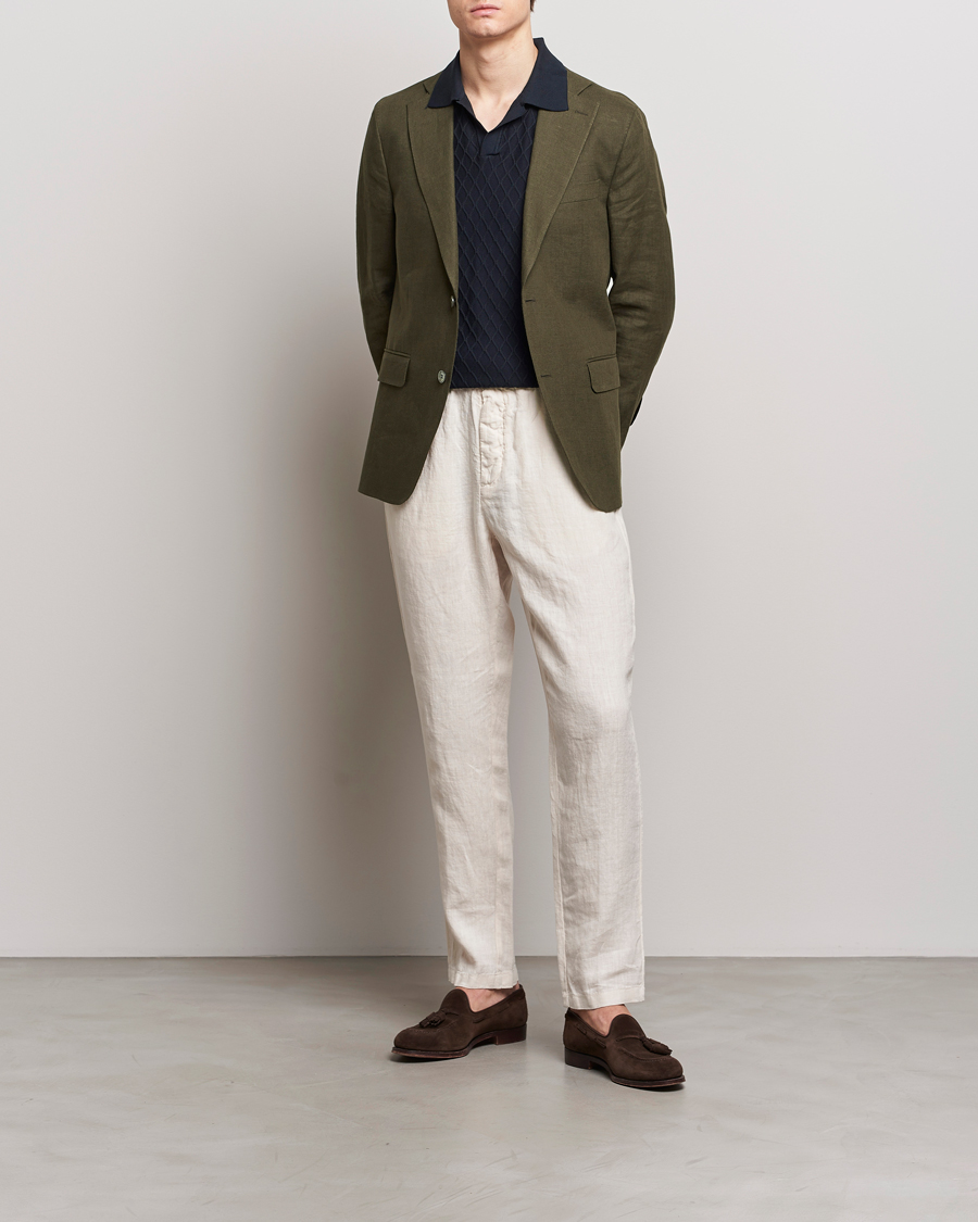 Herren | Sakkos | Oscar Jacobson | Fogerty Linen Blazer Olive