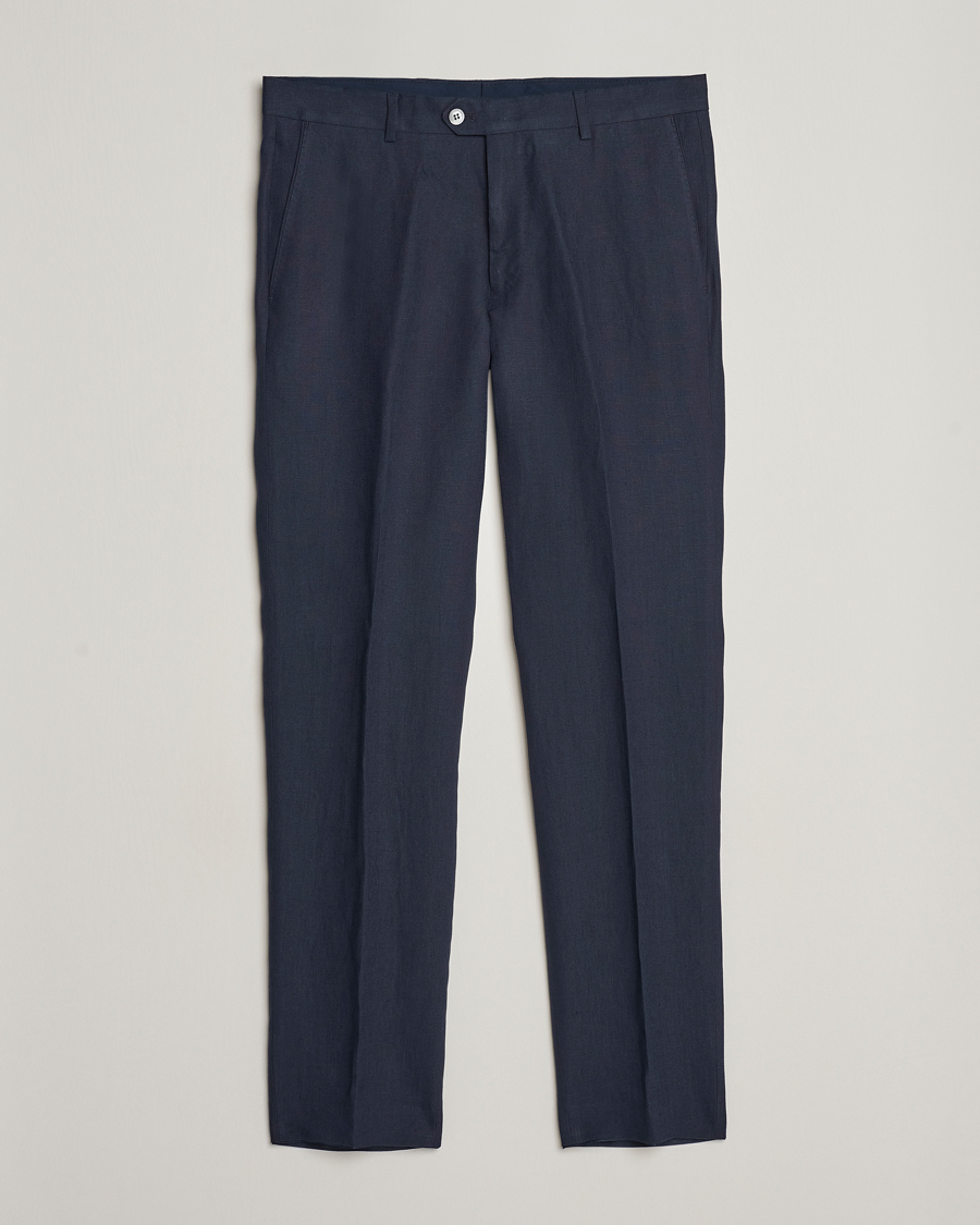 Herren | Hosen | Oscar Jacobson | Denz Linen Trousers Navy
