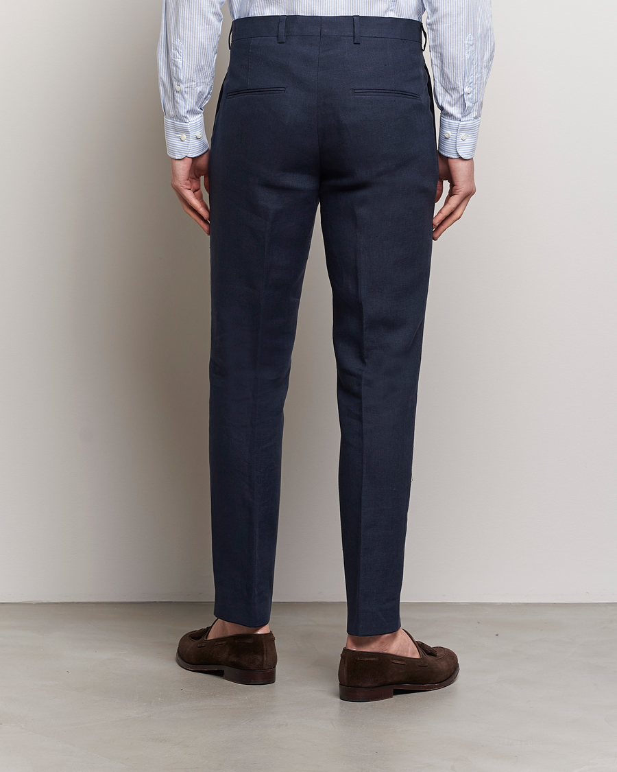 Herren | Hosen | Oscar Jacobson | Denz Linen Trousers Navy