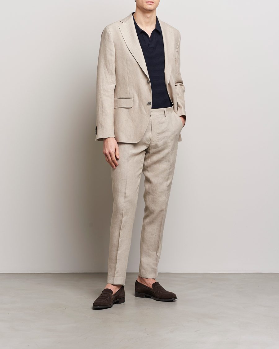 Herren | Hosen | Oscar Jacobson | Denz Linen Trousers Beige