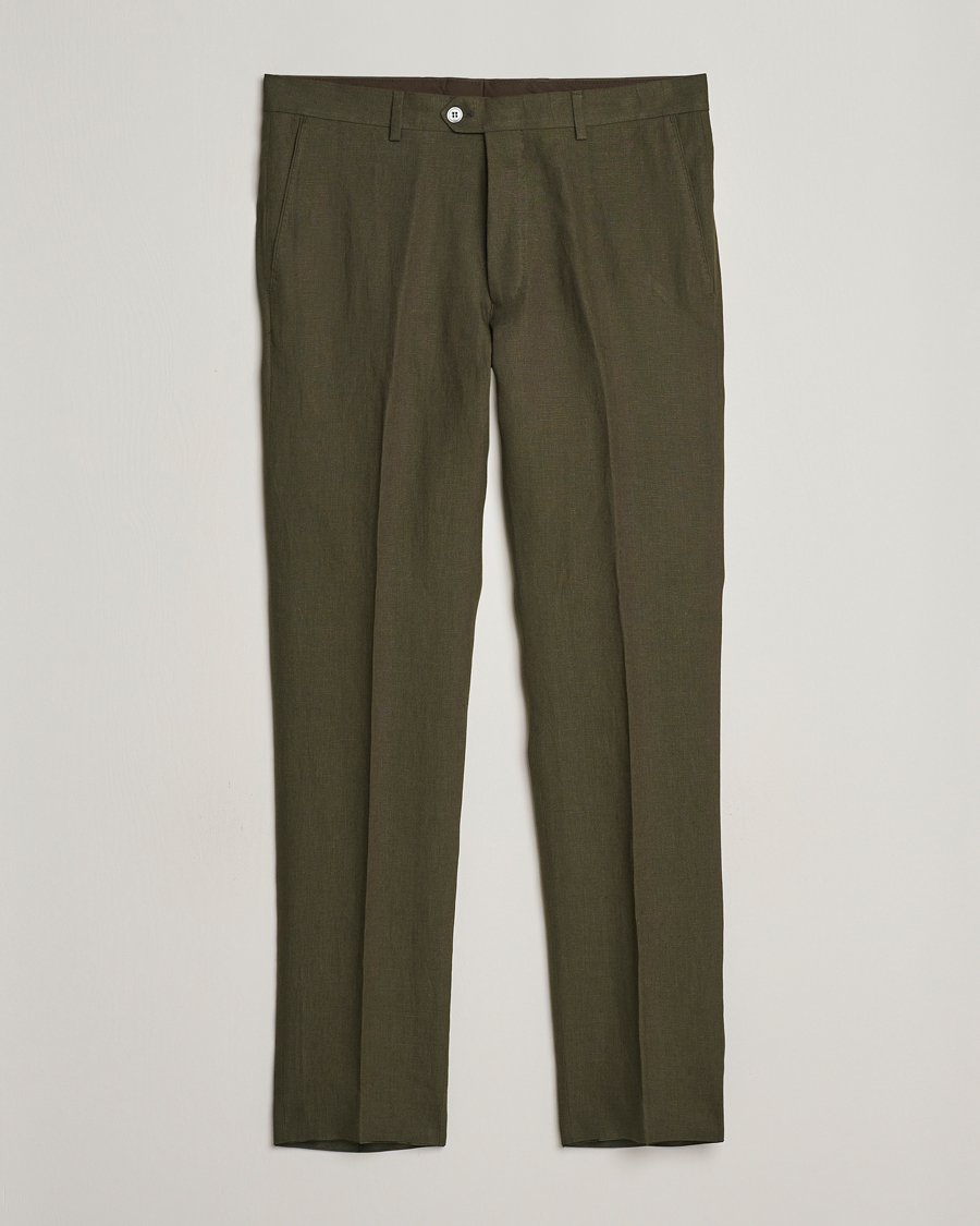 Herren | Hosen | Oscar Jacobson | Denz Linen Trousers Olive
