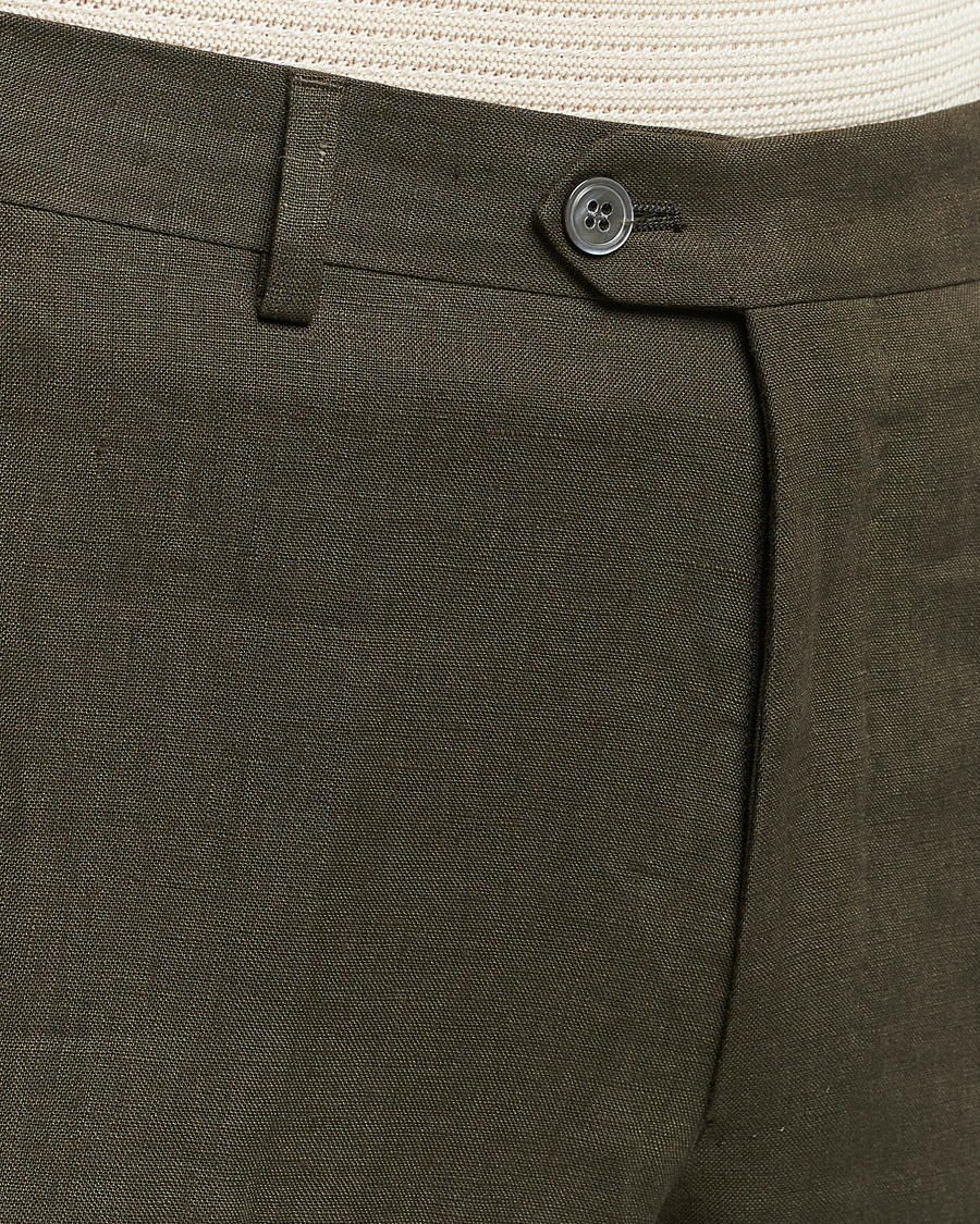 Herren | Hosen | Oscar Jacobson | Denz Linen Trousers Olive