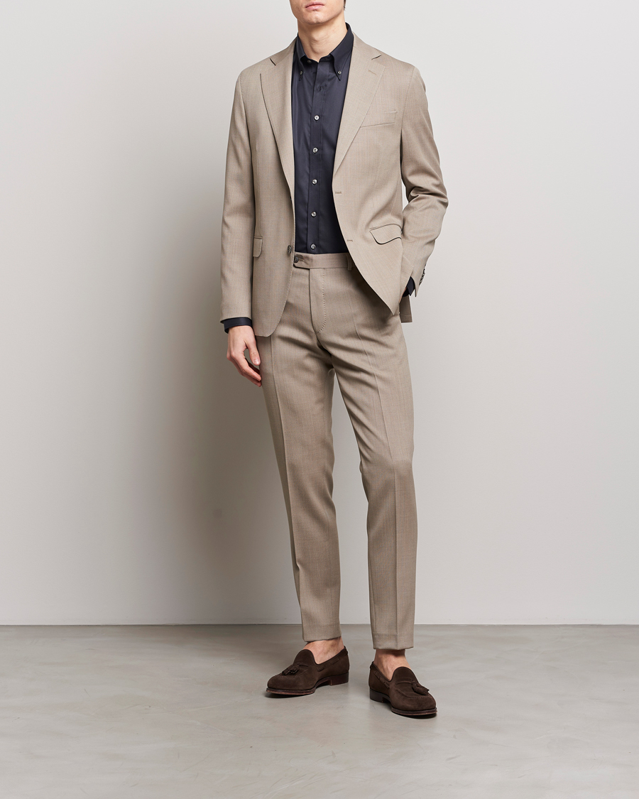 Herren | Hosen | Oscar Jacobson | Denz Structured Wool Trousers Beige