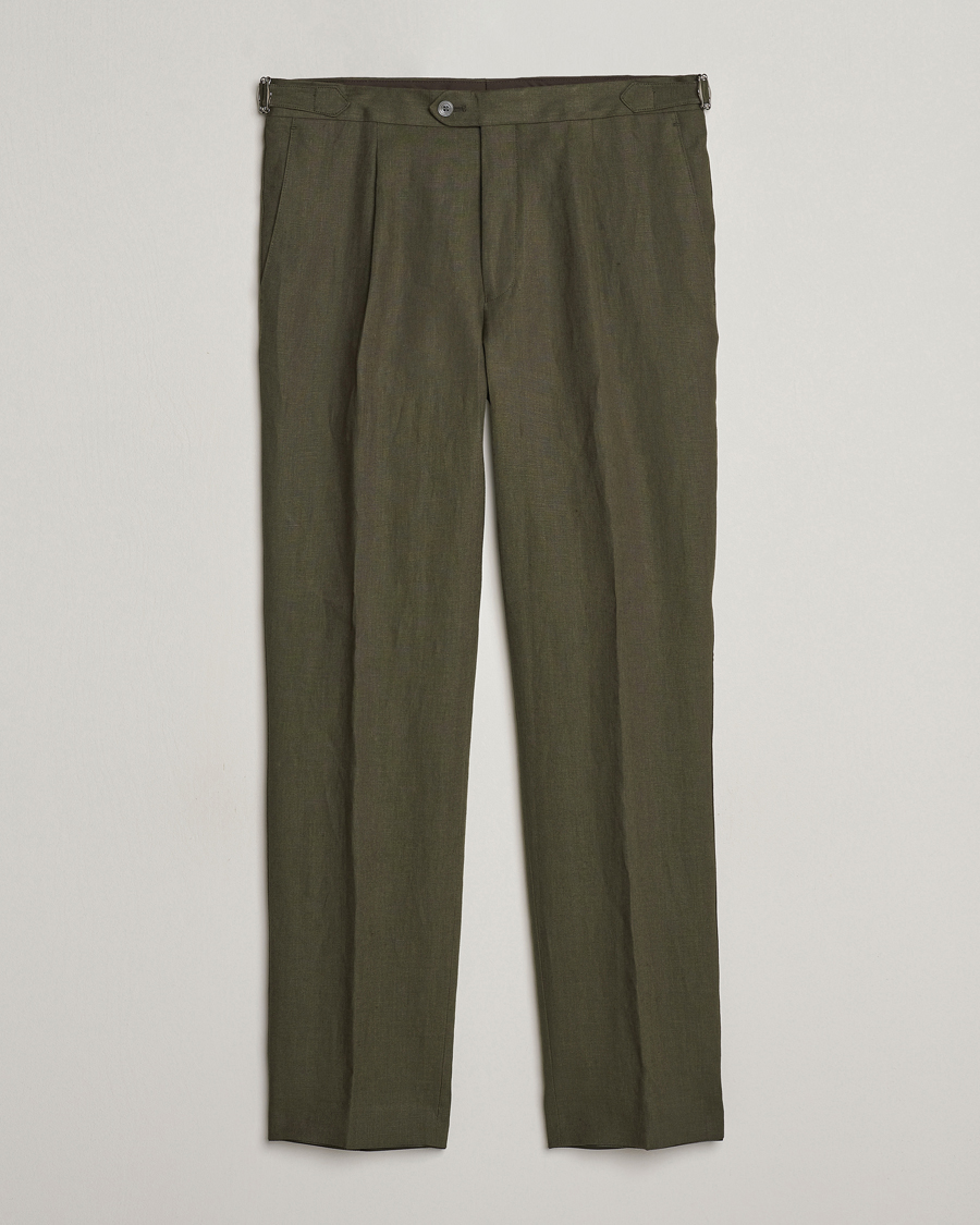 Herren | Hosen | Oscar Jacobson | Delon Linen Trousers Olive