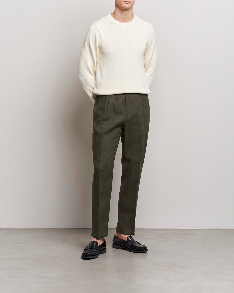 Herren | Hosen | Oscar Jacobson | Delon Linen Trousers Olive