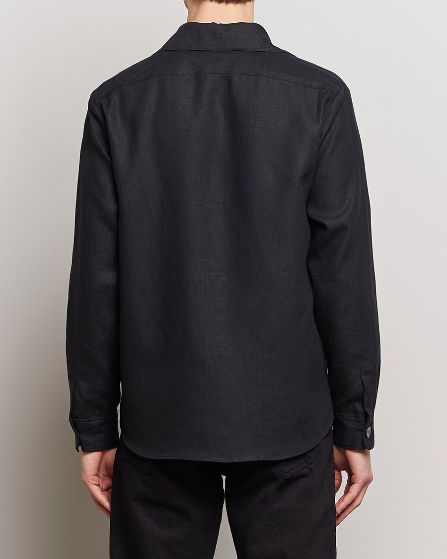 Herren | Hemden | Oscar Jacobson | Maverick Linen Shirt Jacket Black