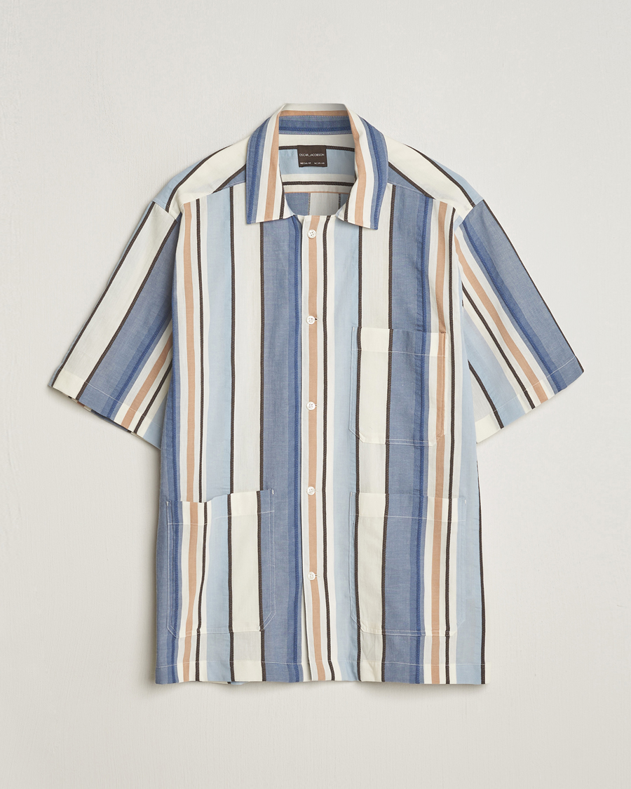 Herren | Hemden | Oscar Jacobson | Hanks Short Sleeve Striped Cotton Shirt Multi