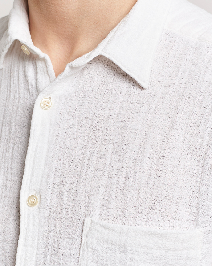 Herren | Hemden | Oscar Jacobson | Short Sleeve City Crepe Cotton Shirt White