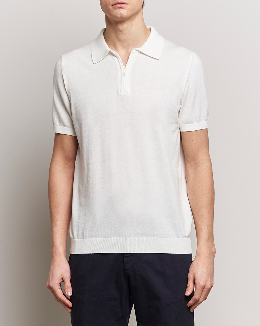 Herren | Poloshirts | Oscar Jacobson | Otto Short Sleeve Zip Polo White