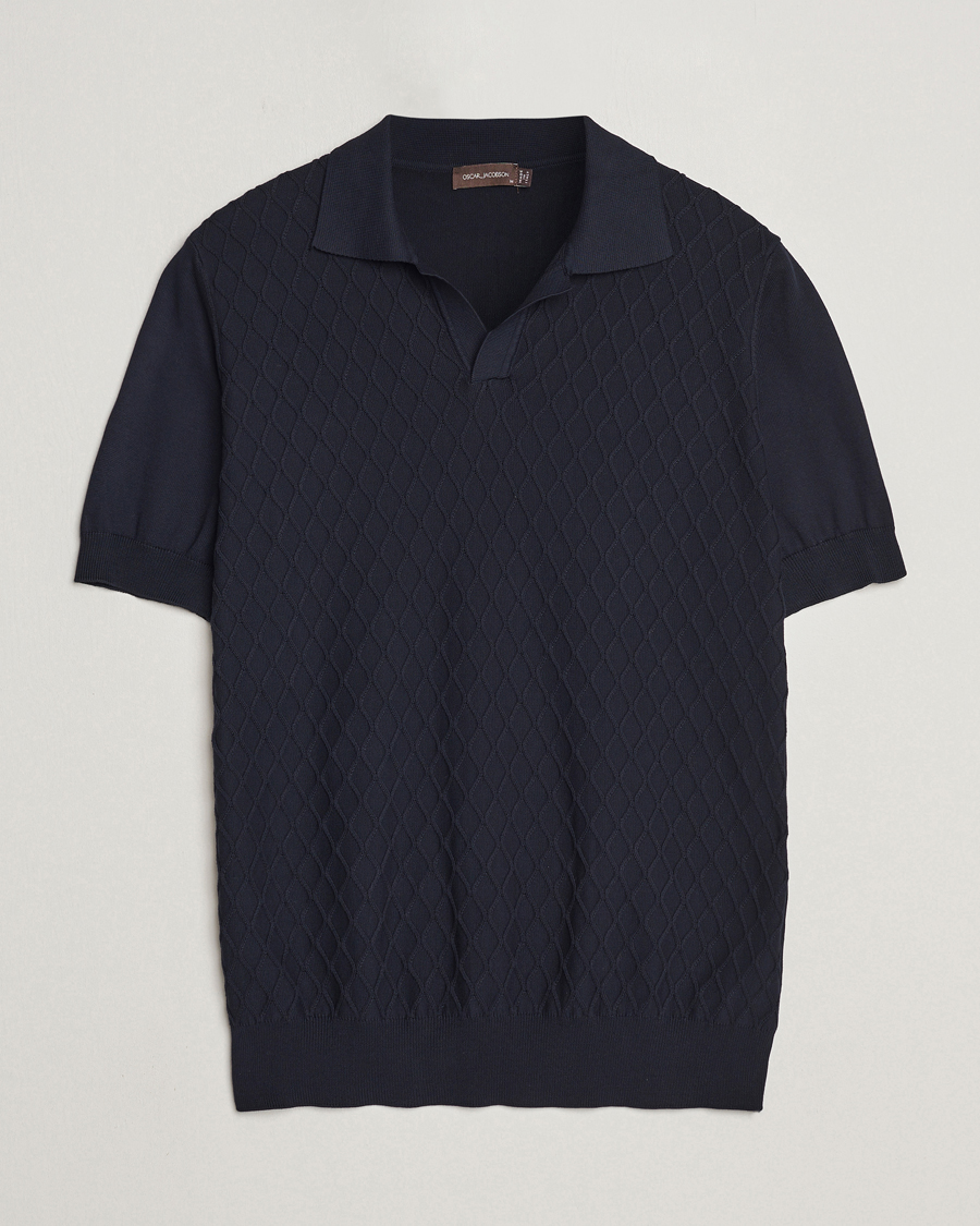 Herren | Poloshirts | Oscar Jacobson | Mirza Structured Cotton Polo Navy