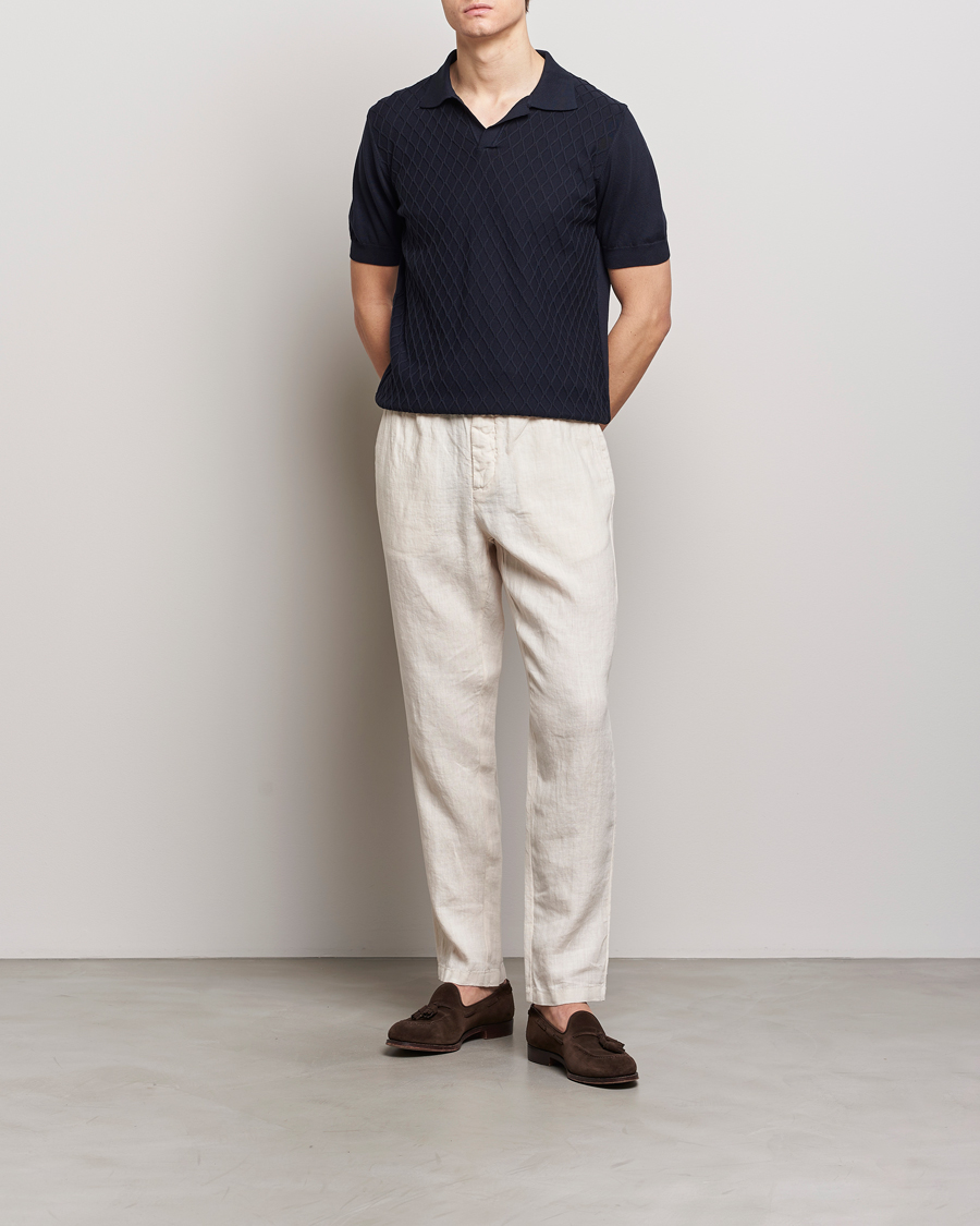 Herren | Poloshirts | Oscar Jacobson | Mirza Structured Cotton Polo Navy