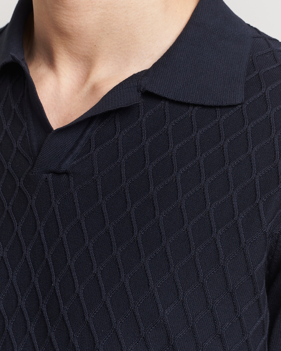 Herren | Poloshirts | Oscar Jacobson | Mirza Structured Cotton Polo Navy