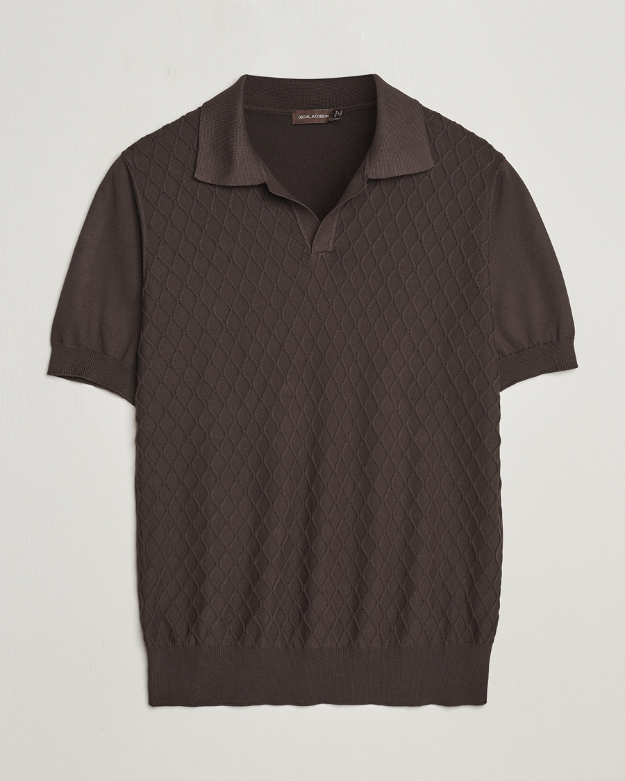 Herren | Poloshirts | Oscar Jacobson | Mirza Structured Cotton Polo Brown