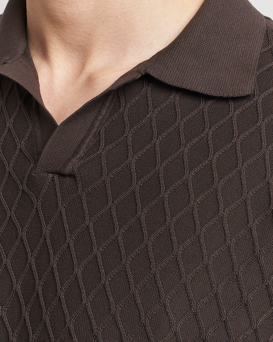 Herren | Poloshirts | Oscar Jacobson | Mirza Structured Cotton Polo Brown